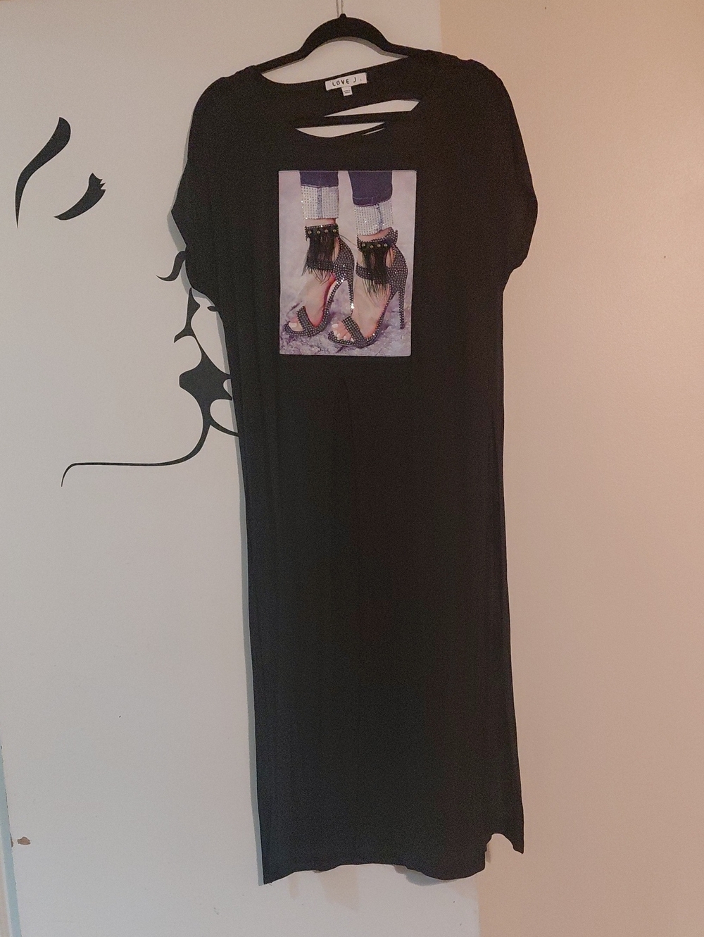Forever 21 Black Graphic Maxi Dress with Photo Print